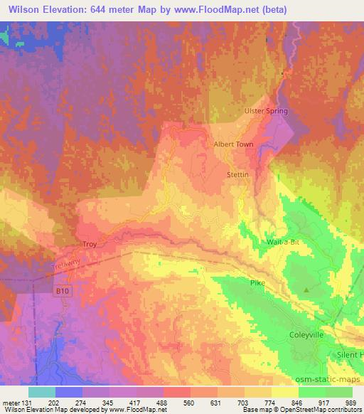 Wilson,Jamaica Elevation Map