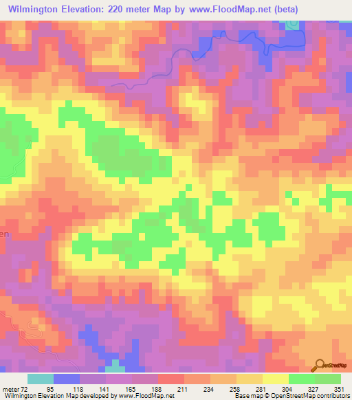 Wilmington,Jamaica Elevation Map