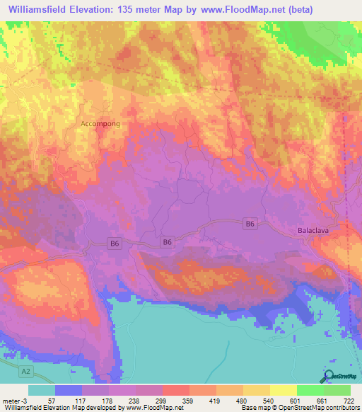 Williamsfield,Jamaica Elevation Map