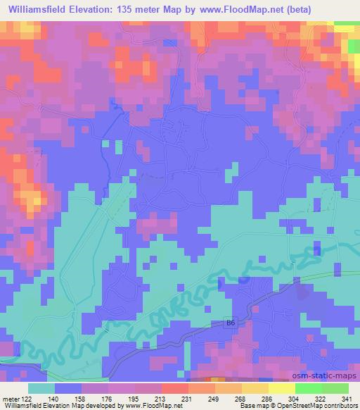 Williamsfield,Jamaica Elevation Map