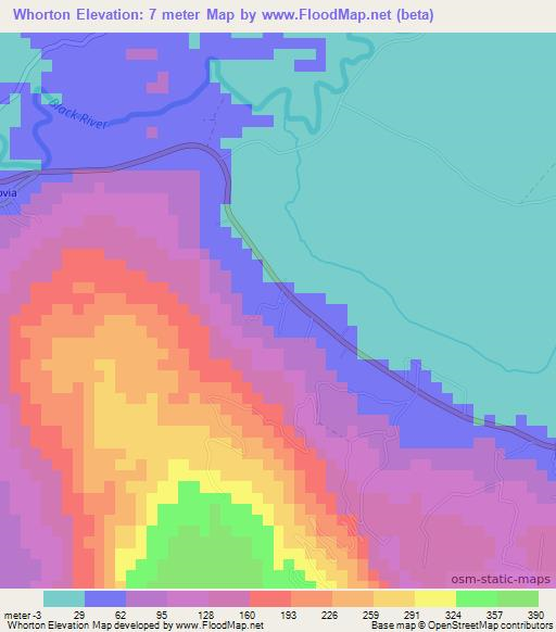 Whorton,Jamaica Elevation Map