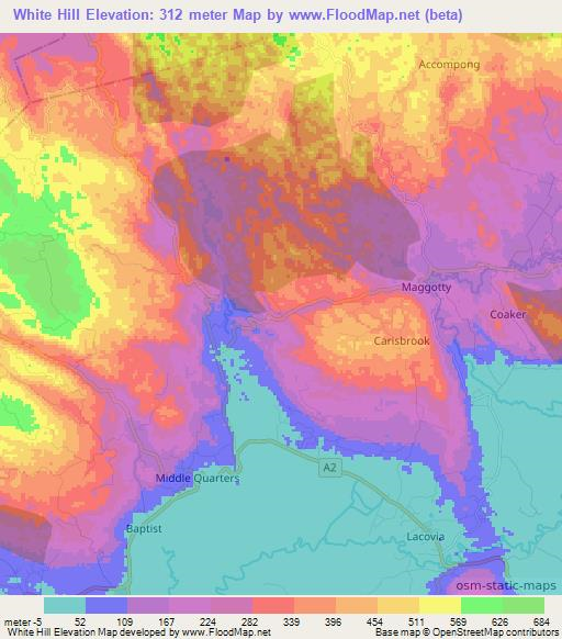 White Hill,Jamaica Elevation Map