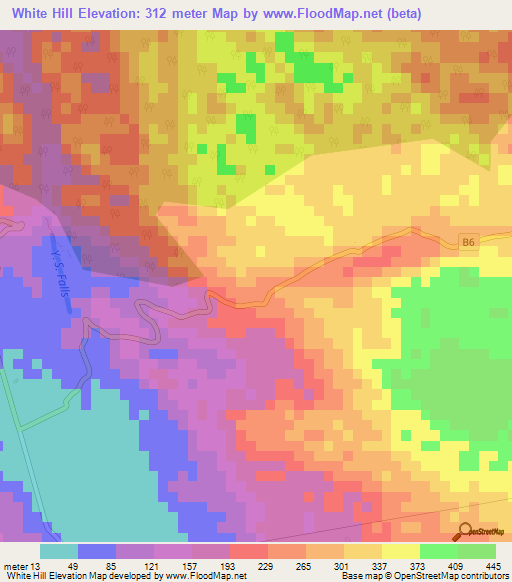 White Hill,Jamaica Elevation Map