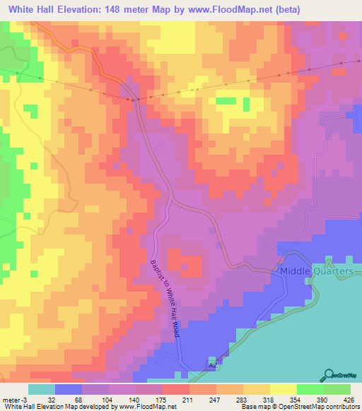 White Hall,Jamaica Elevation Map