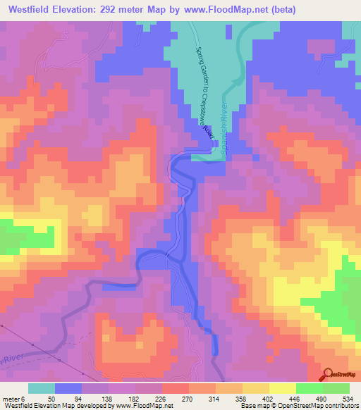 Westfield,Jamaica Elevation Map