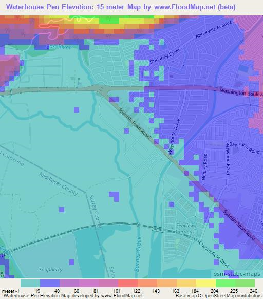 Waterhouse Pen,Jamaica Elevation Map