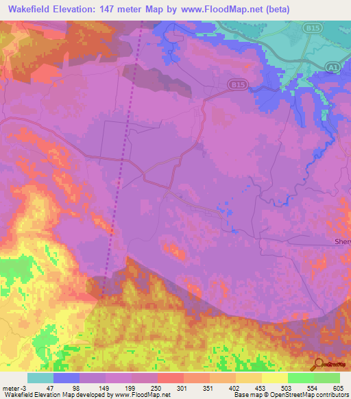 Wakefield,Jamaica Elevation Map