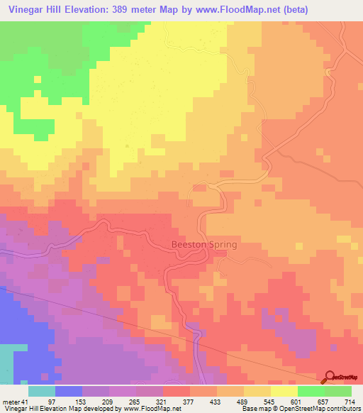 Vinegar Hill,Jamaica Elevation Map