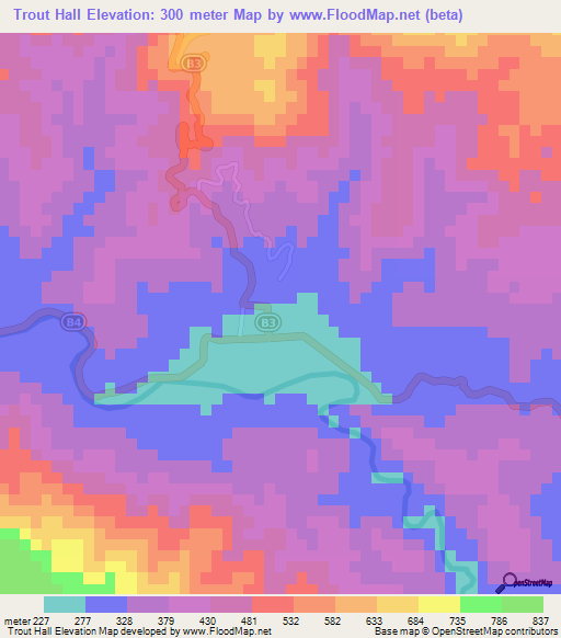 Trout Hall,Jamaica Elevation Map