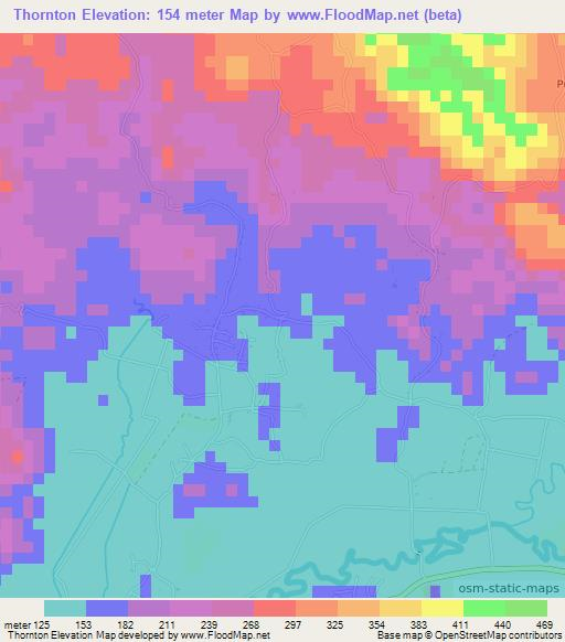 Thornton,Jamaica Elevation Map