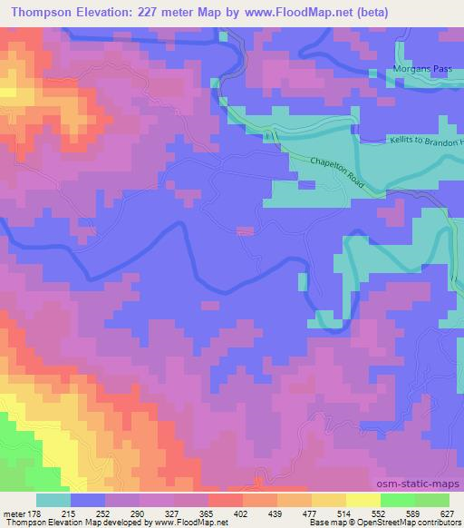 Thompson,Jamaica Elevation Map