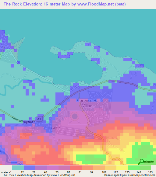 The Rock,Jamaica Elevation Map