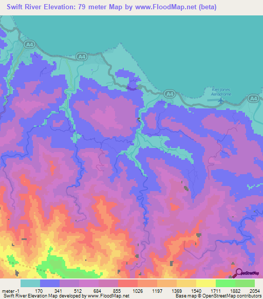 Swift River,Jamaica Elevation Map