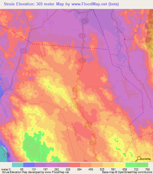 Struie,Jamaica Elevation Map