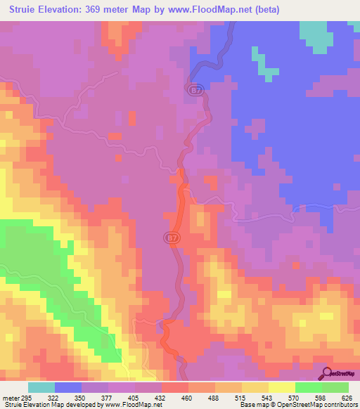 Struie,Jamaica Elevation Map