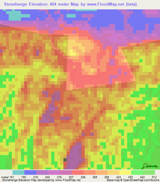 Stonehenge,Jamaica Elevation Map