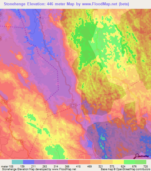 Stonehenge,Jamaica Elevation Map