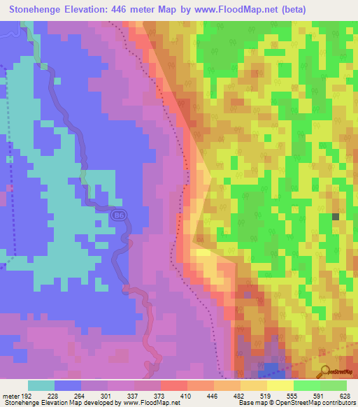 Stonehenge,Jamaica Elevation Map