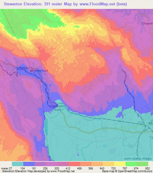 Stewarton,Jamaica Elevation Map