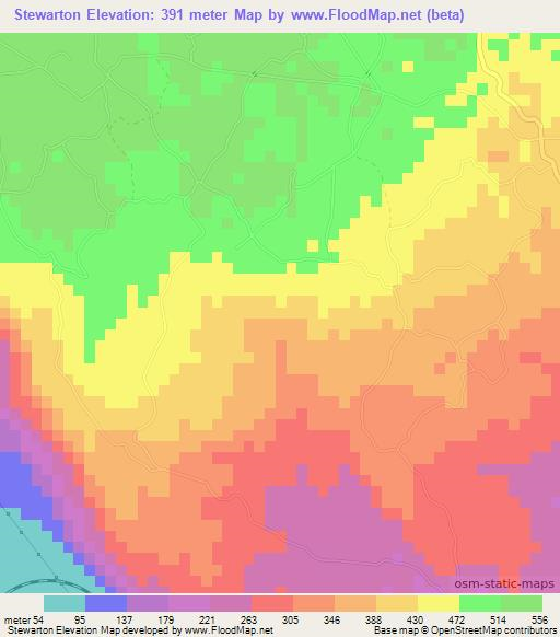 Stewarton,Jamaica Elevation Map