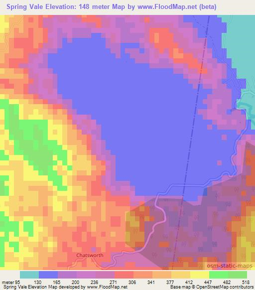 Spring Vale,Jamaica Elevation Map