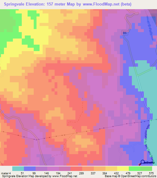 Springvale,Jamaica Elevation Map