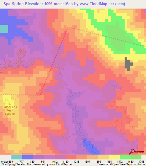 Spa Spring,Jamaica Elevation Map