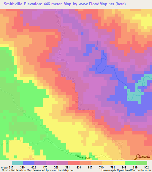 Smithville,Jamaica Elevation Map