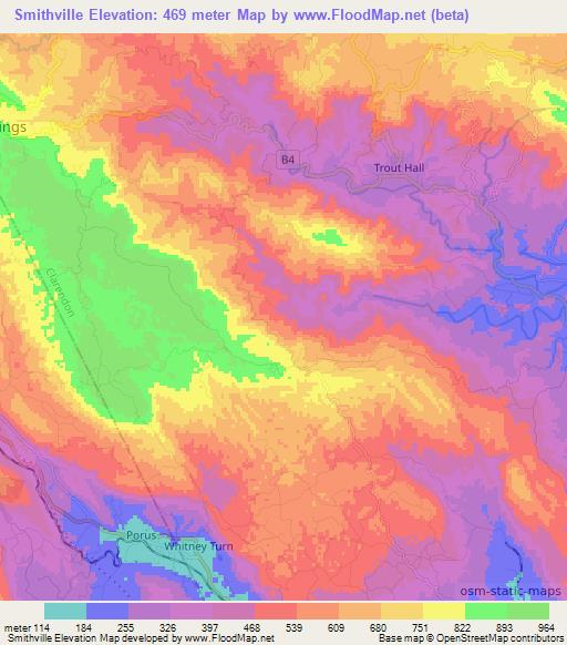 Smithville,Jamaica Elevation Map