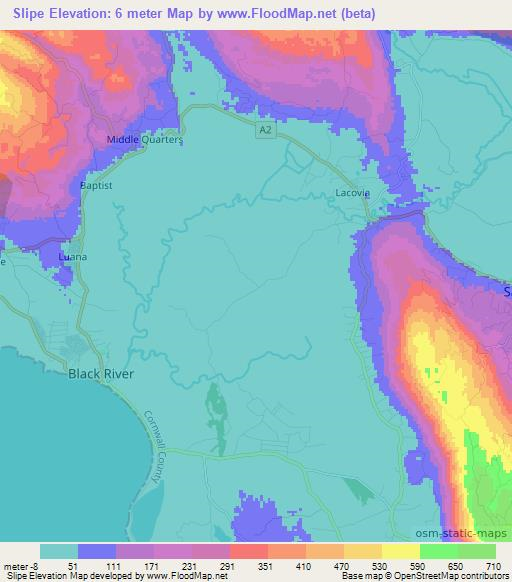 Slipe,Jamaica Elevation Map