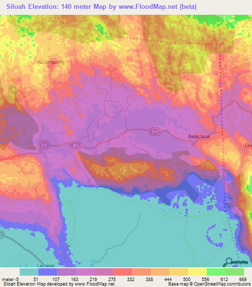 Siloah,Jamaica Elevation Map