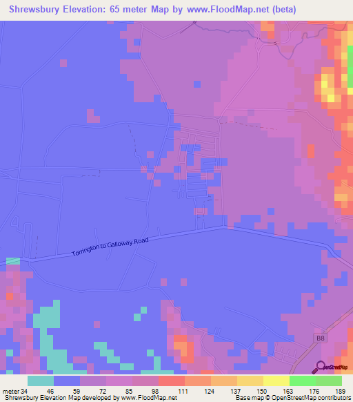 Shrewsbury,Jamaica Elevation Map