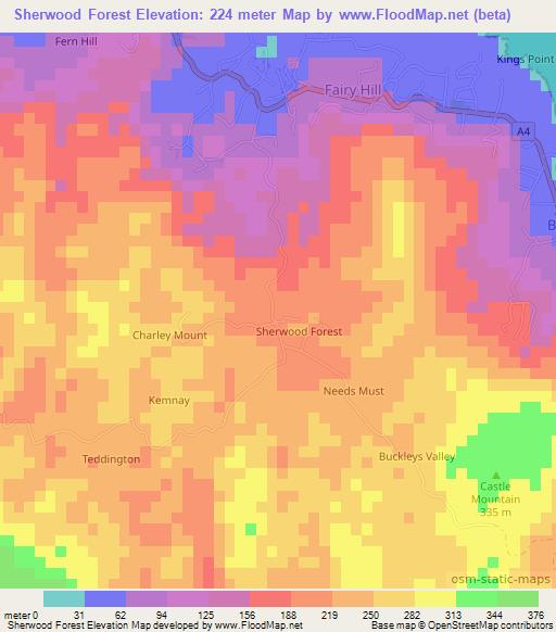 Sherwood Forest,Jamaica Elevation Map