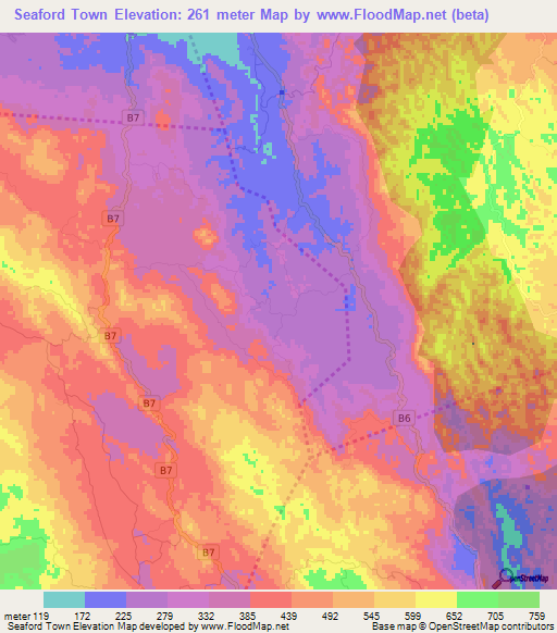 Seaford Town,Jamaica Elevation Map