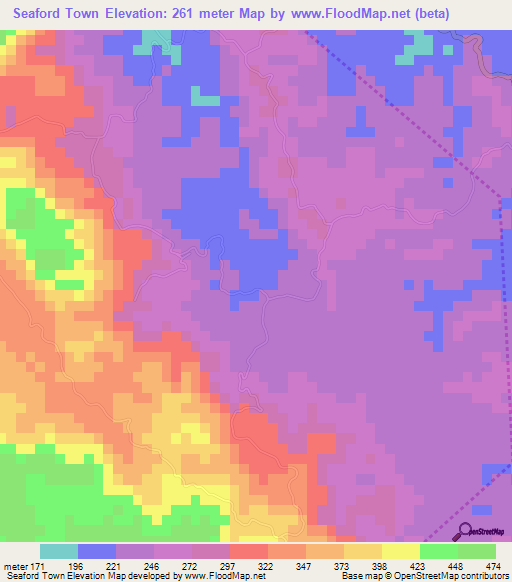 Seaford Town,Jamaica Elevation Map