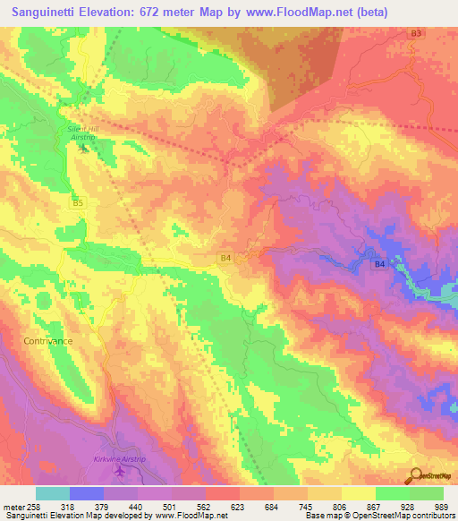 Sanguinetti,Jamaica Elevation Map