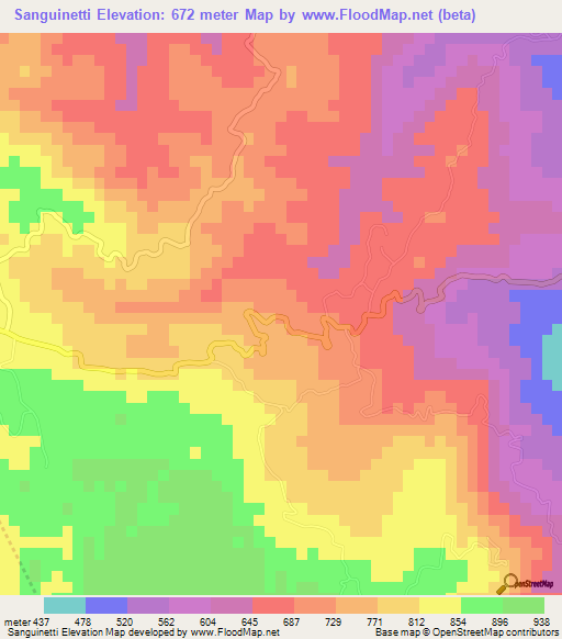 Sanguinetti,Jamaica Elevation Map