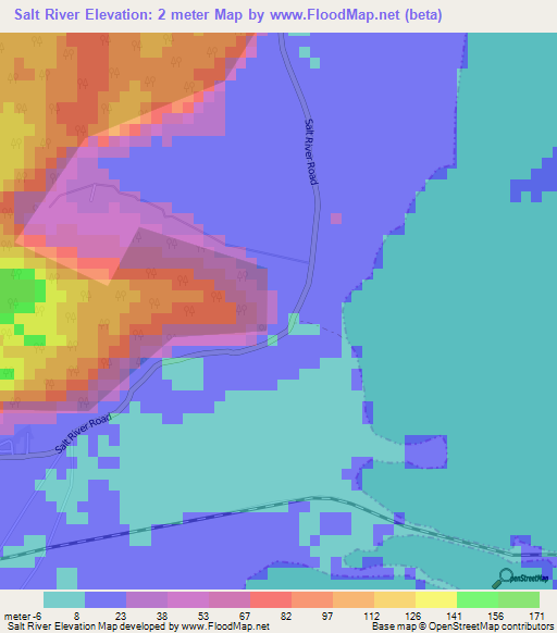 Salt River,Jamaica Elevation Map