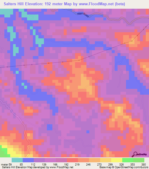 Salters Hill,Jamaica Elevation Map