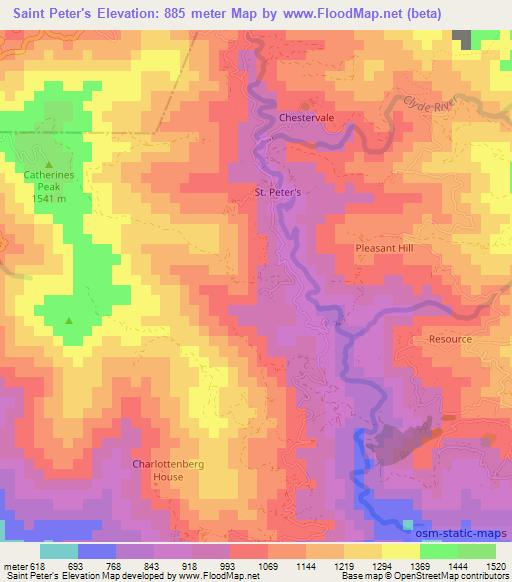 Saint Peter's,Jamaica Elevation Map