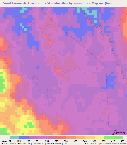 Saint Leonards,Jamaica Elevation Map