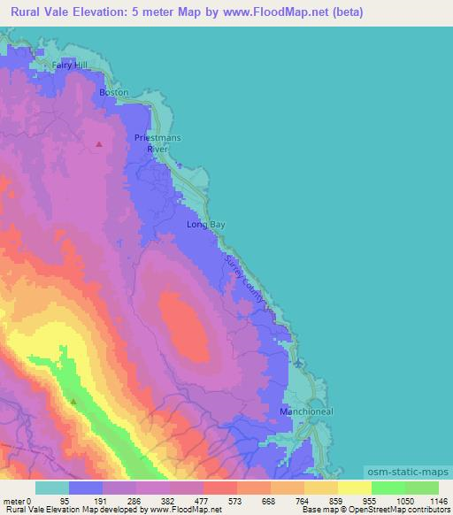 Rural Vale,Jamaica Elevation Map