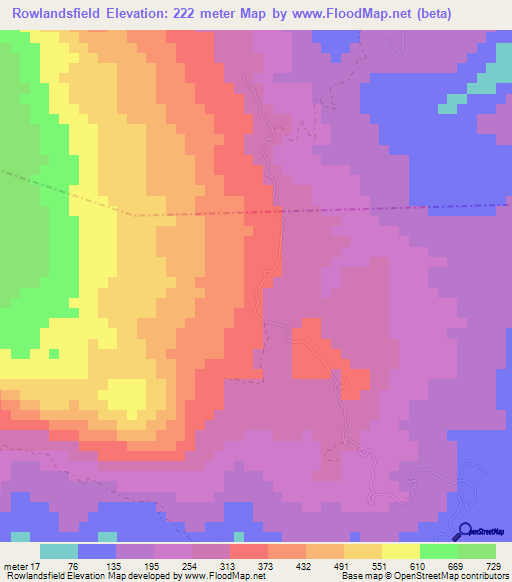 Rowlandsfield,Jamaica Elevation Map