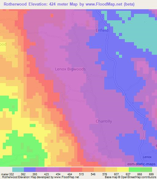 Rotherwood,Jamaica Elevation Map