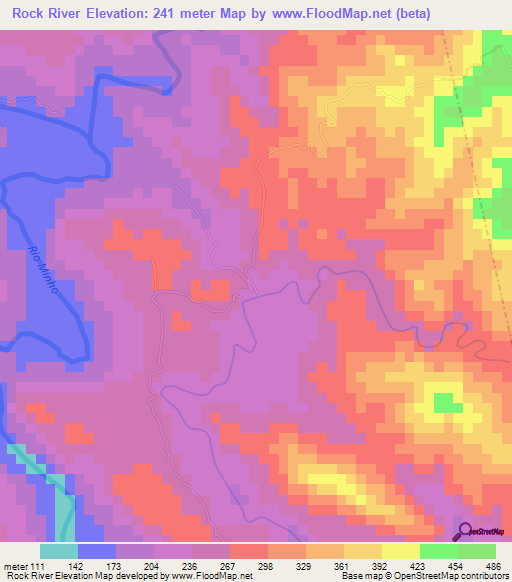 Rock River,Jamaica Elevation Map