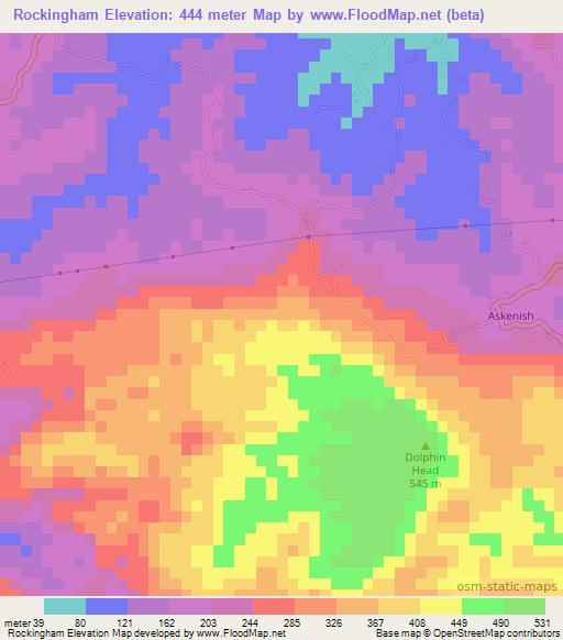 Rockingham,Jamaica Elevation Map