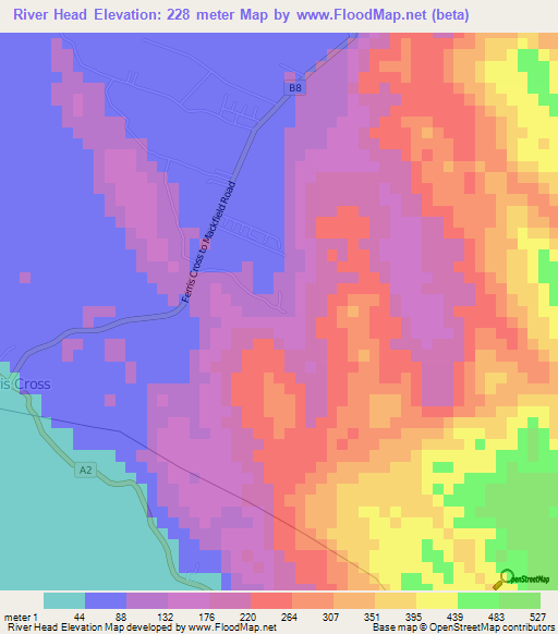 River Head,Jamaica Elevation Map