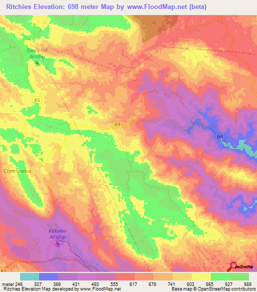 Ritchies,Jamaica Elevation Map