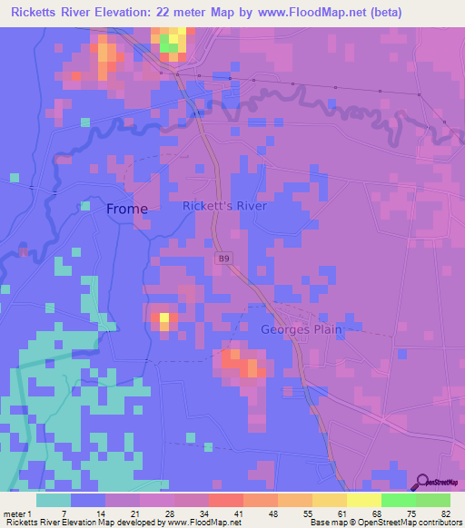 Ricketts River,Jamaica Elevation Map