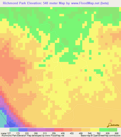 Richmond Park,Jamaica Elevation Map